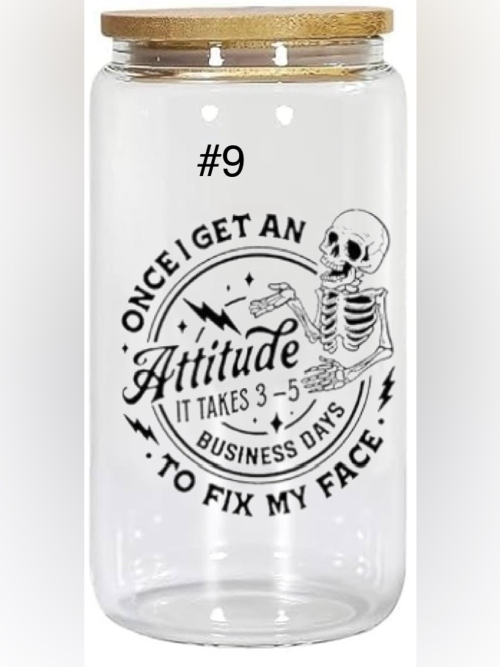 Buy now* 16 ounce glass tumbler sassy skeleton - Picture 9 of 14